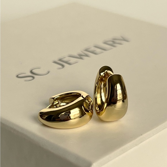 Thick Tiny Hoop Earrings | 14K Gold Plated | Luxury Hypoallergenic Jewelry - Picture 4 of 10